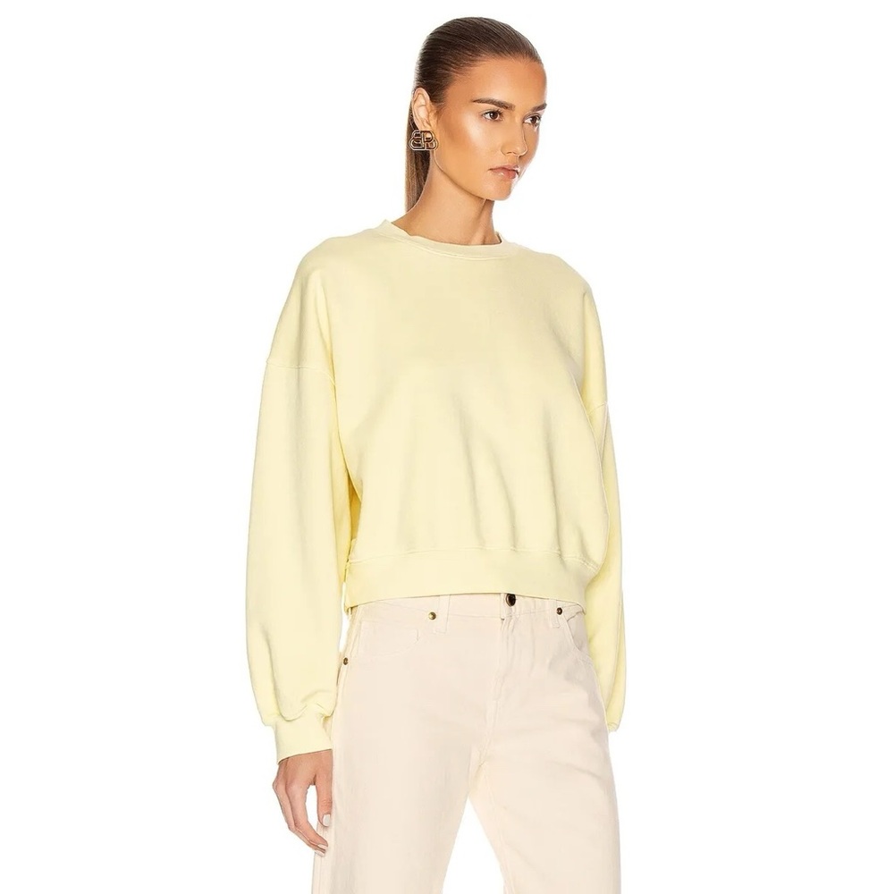 Agolde Pale Yellow Cropped Crewneck Sweatshirt